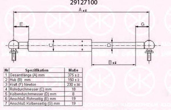 KLOKKERHOLM 29127100 Газовая пружина, крышка багажник