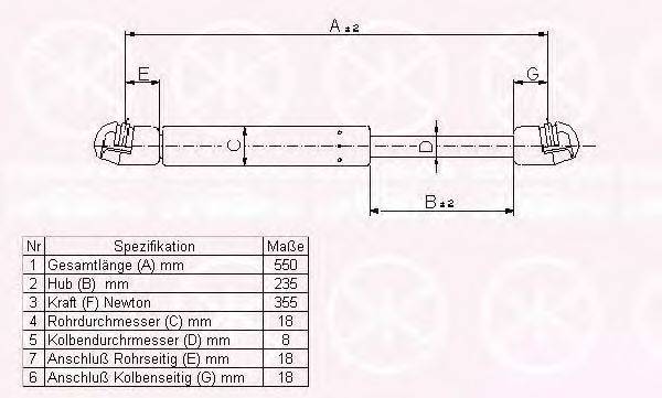 KLOKKERHOLM 50497100 Газовая пружина, крышка багажник