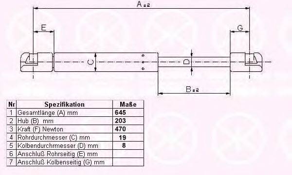 KLOKKERHOLM 50327102 Газовая пружина, крышка багажник