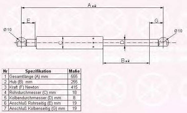 KLOKKERHOLM 90077100 Газовая пружина, крышка багажник