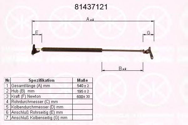 KLOKKERHOLM 81437121 Газовая пружина, крышка багажник