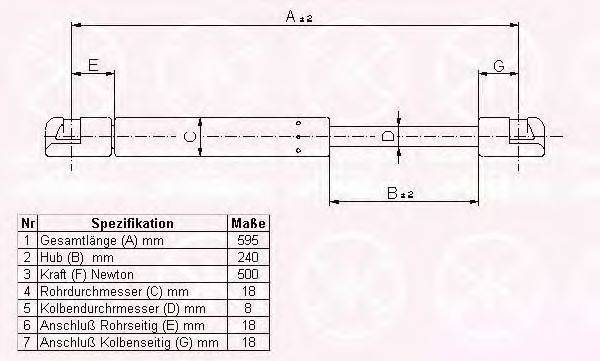 KLOKKERHOLM 60497100 Газовая пружина, крышка багажник