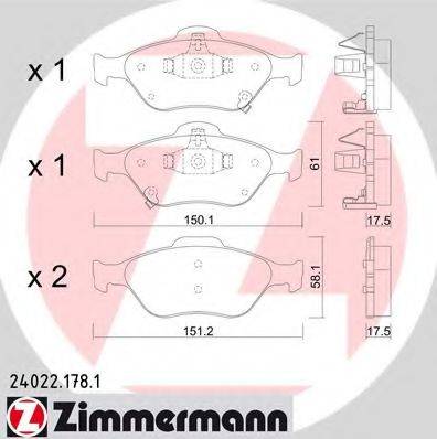 ZIMMERMANN 240221781 Комплект тормозных колодок, дисковый тормоз