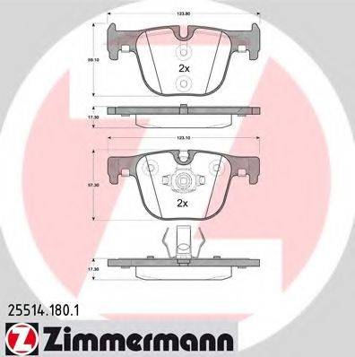 ZIMMERMANN 255141801 Комплект тормозных колодок, дисковый тормоз