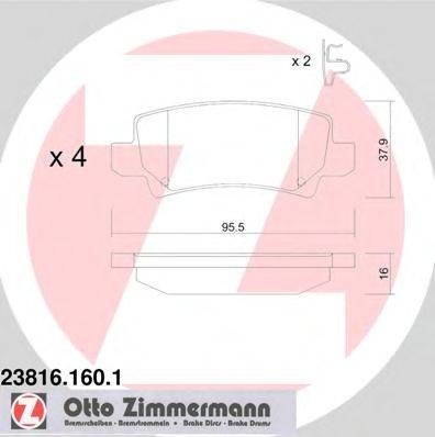 ZIMMERMANN 238161601 Комплект тормозных колодок, дисковый тормоз