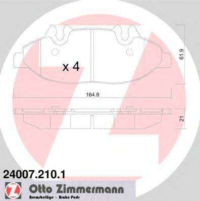 ZIMMERMANN 240072101 Комплект тормозных колодок, дисковый тормоз