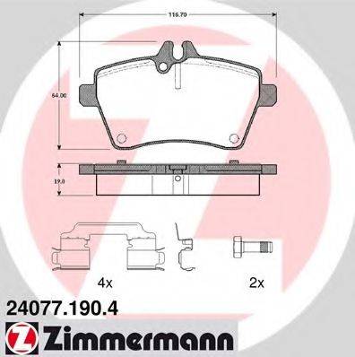 ZIMMERMANN 240771904 Комплект тормозных колодок, дисковый тормоз