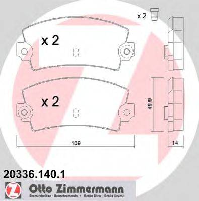 ZIMMERMANN 203361401 Комплект тормозных колодок, дисковый тормоз