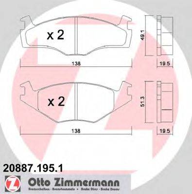 ZIMMERMANN 208871951 Комплект тормозных колодок, дисковый тормоз