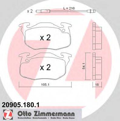 ZIMMERMANN 209051801 Комплект тормозных колодок, дисковый тормоз
