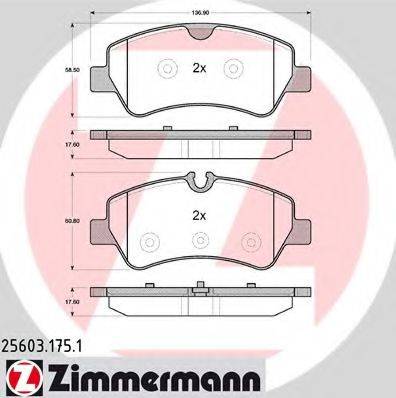 ZIMMERMANN 256031751 Комплект тормозных колодок, дисковый тормоз