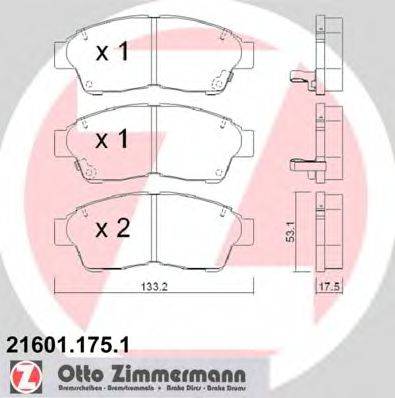 ZIMMERMANN 216011751 Комплект тормозных колодок, дисковый тормоз