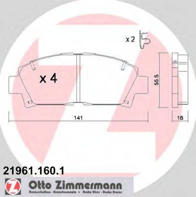 ZIMMERMANN 219611601 Комплект тормозных колодок, дисковый тормоз