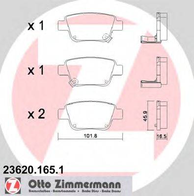 ZIMMERMANN 236201651 Комплект тормозных колодок, дисковый тормоз