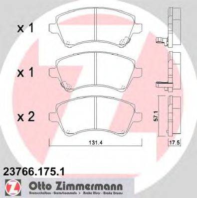 ZIMMERMANN 237661751 Комплект тормозных колодок, дисковый тормоз