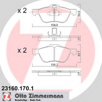 ZIMMERMANN 231601701 Комплект тормозных колодок, дисковый тормоз