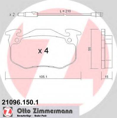 ZIMMERMANN 210961501 Комплект тормозных колодок, дисковый тормоз