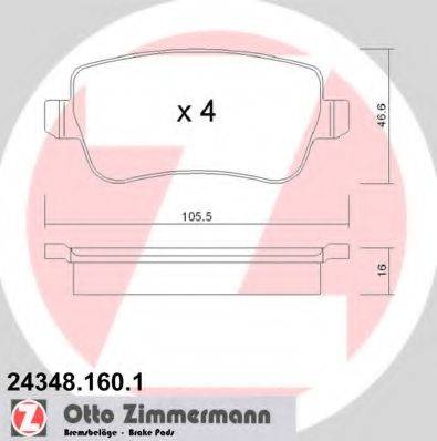 ZIMMERMANN 243481601 Комплект тормозных колодок, дисковый тормоз