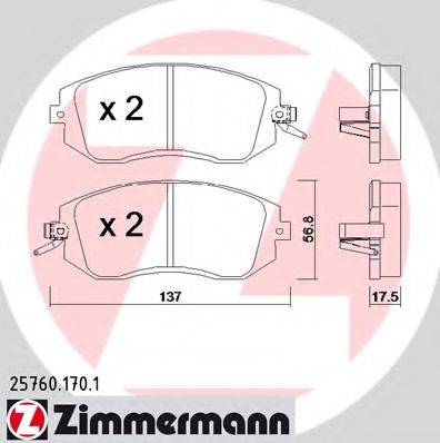 ZIMMERMANN 257601701 Комплект тормозных колодок, дисковый тормоз