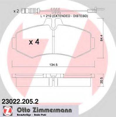 ZIMMERMANN 230222052 Комплект тормозных колодок, дисковый тормоз