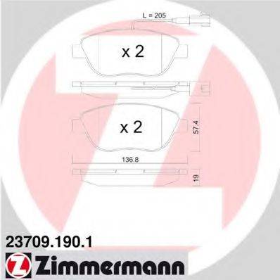 ZIMMERMANN 237091901 Комплект тормозных колодок, дисковый тормоз