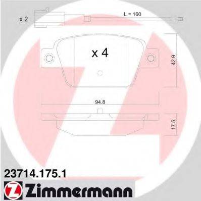 ZIMMERMANN 237141751 Комплект тормозных колодок, дисковый тормоз