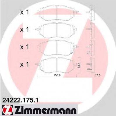 ZIMMERMANN 242221751 Комплект тормозных колодок, дисковый тормоз