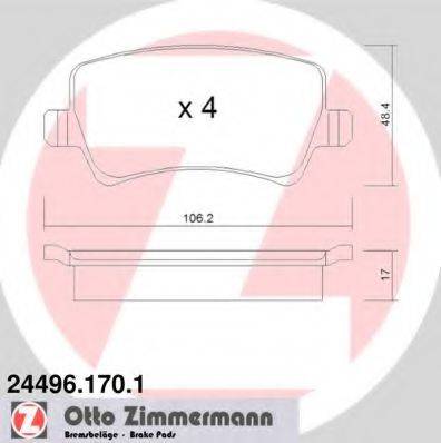 ZIMMERMANN 244961701 Комплект тормозных колодок, дисковый тормоз