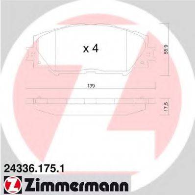ZIMMERMANN 243361751 Комплект тормозных колодок, дисковый тормоз