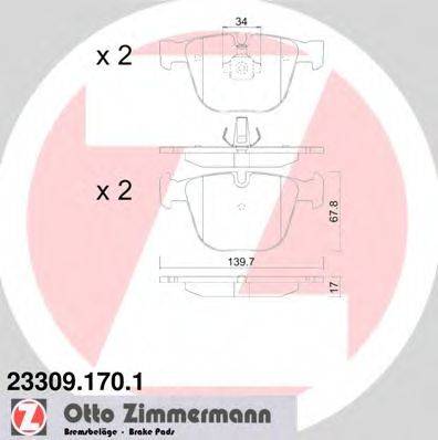 ZIMMERMANN 233091701 Комплект тормозных колодок, дисковый тормоз