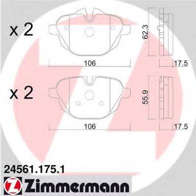ZIMMERMANN 245611751 Комплект тормозных колодок, дисковый тормоз