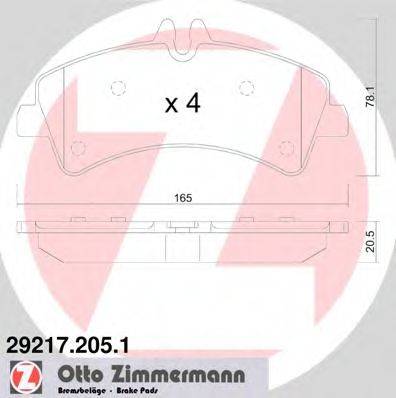 ZIMMERMANN 292172051 Комплект тормозных колодок, дисковый тормоз