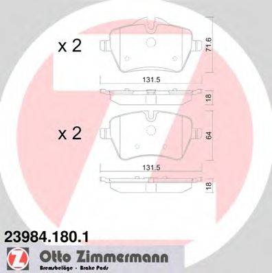 ZIMMERMANN 239841801 Комплект тормозных колодок, дисковый тормоз