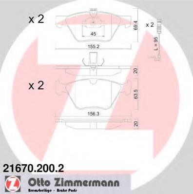 ZIMMERMANN 216702002 Комплект тормозных колодок, дисковый тормоз