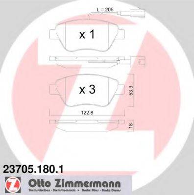 ZIMMERMANN 237051801 Комплект тормозных колодок, дисковый тормоз