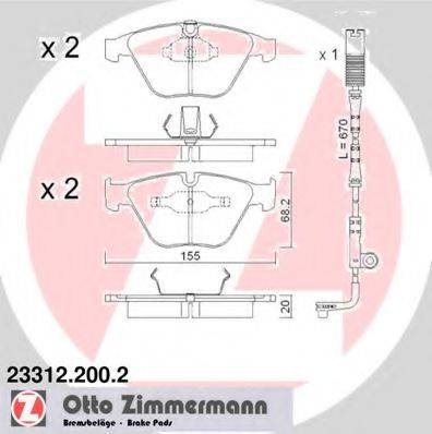 ZIMMERMANN 233122002 Комплект тормозных колодок, дисковый тормоз