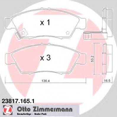 ZIMMERMANN 238171651 Комплект тормозных колодок, дисковый тормоз