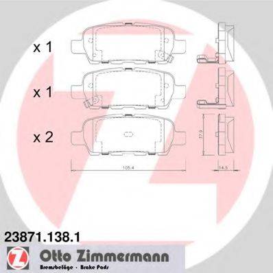 ZIMMERMANN 238711381 Комплект тормозных колодок, дисковый тормоз