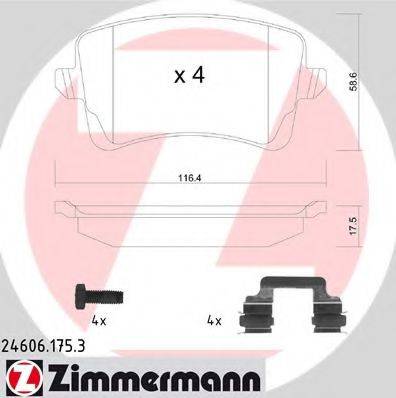 ZIMMERMANN 246061753 Комплект тормозных колодок, дисковый тормоз