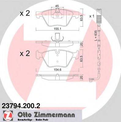 ZIMMERMANN 237942002 Комплект тормозных колодок, дисковый тормоз