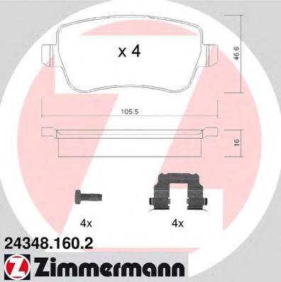 ZIMMERMANN 243481602 Комплект тормозных колодок, дисковый тормоз