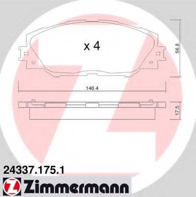 ZIMMERMANN 243371751 Комплект тормозных колодок, дисковый тормоз