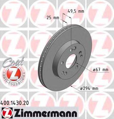 ZIMMERMANN 400143020 Тормозной диск