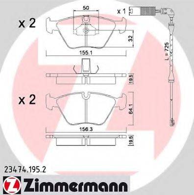 ZIMMERMANN 234741952 Комплект тормозных колодок, дисковый тормоз