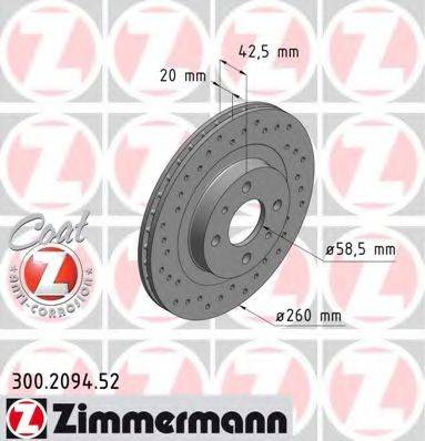 ZIMMERMANN 300209452 Тормозной диск