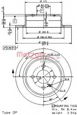 METZGER 10111E Тормозной диск