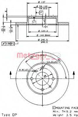 METZGER 14138V Тормозной диск