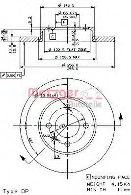 METZGER 14222E Тормозной диск