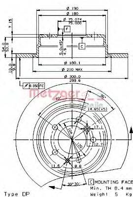 METZGER 14464E Тормозной диск