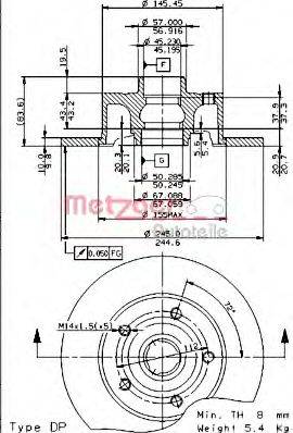 METZGER 643100 Тормозной диск